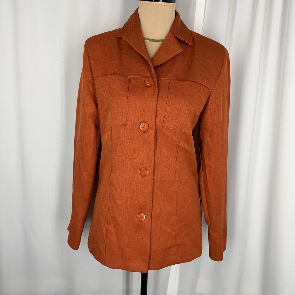 Vintage 1970s Rust Orange Blazer ILGWU Union Made Tailored Jacket Women's Sz 6